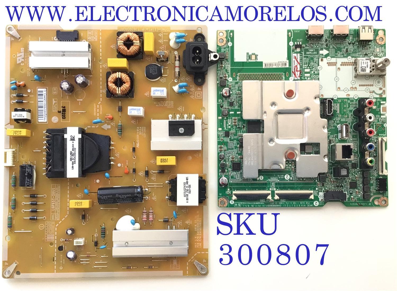KIT DE TARJETAS PARA TV LG / MAIN EBT66433305 / EAX69083603 / 66433305 / RU14E1A0HR / 1EEBT000-00TZ / FUENTE EAY65769211 / EAX69083101 / LGP65T-20U1 / 65769211 / PANEL NC650DQG-AAHX1 / MODELO 65UN6955ZUF.BUSWLKR